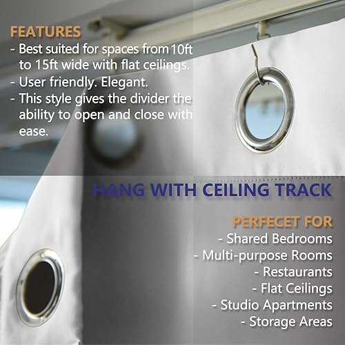 Vista 532 de NICETOWN - Cortina divisora que reduce el ruido para loft, habitación, sótano, hospital, clínica, laboratorio, cubículo, pantalla de privacidad