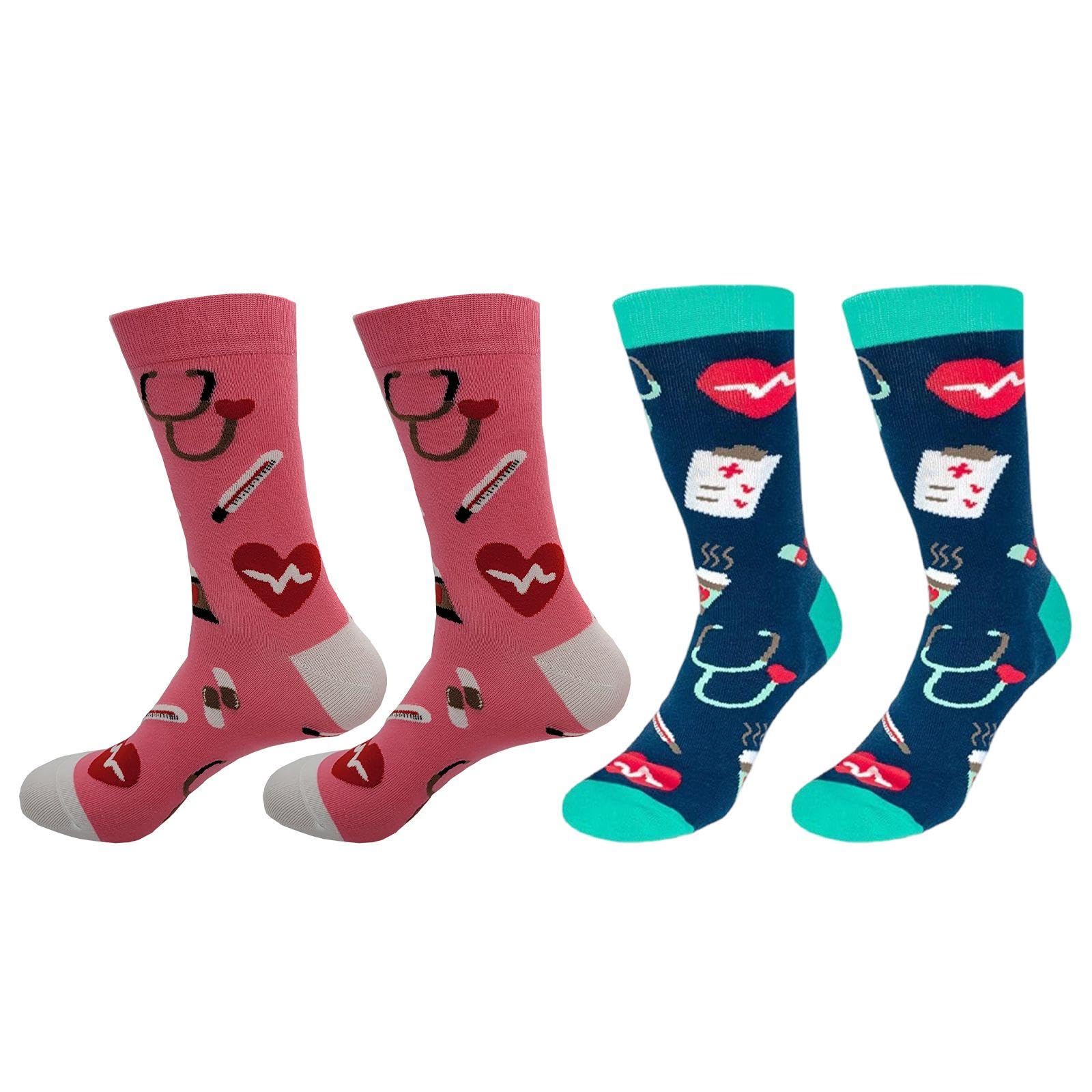 Tvsvkwe Unisex Blue 2 Pairs Of Medical Theme Socks, Fun Socks, Creative Printed Socks, Gift Socks, Soft Breathable Socks.