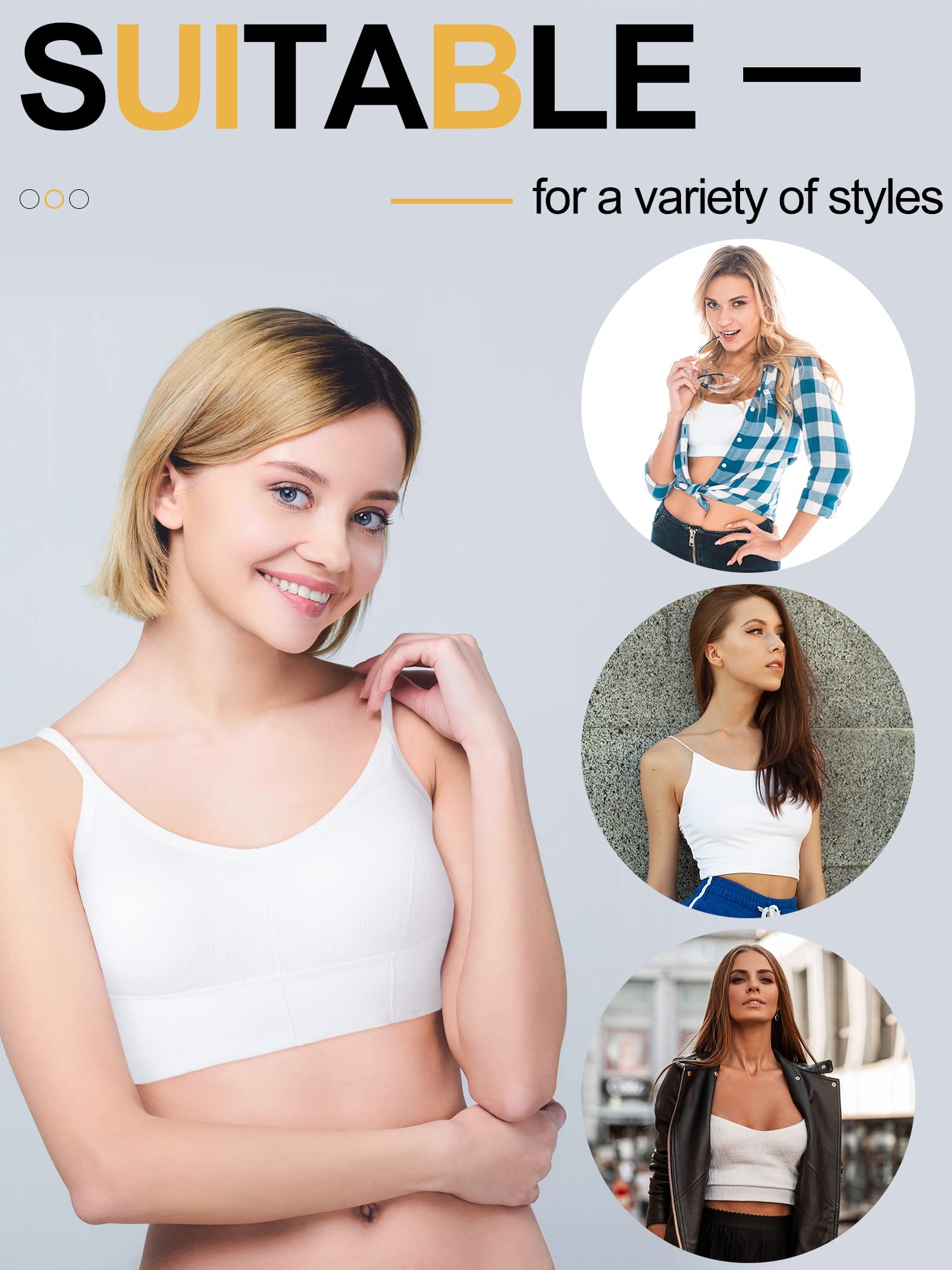 Geyoga 6 Reggiseno Canotta Imbottita Senza Cuciture Sportivo Cinghie Regolabili (M)