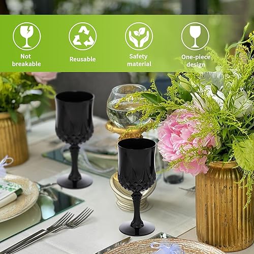 Miniatura 4 de JLYLOL Copas de vino de plástico vintage de 7 onzas, copas de plástico vintage, 24 unidades, vasos de agua para boda, vasos de agua reutilizables