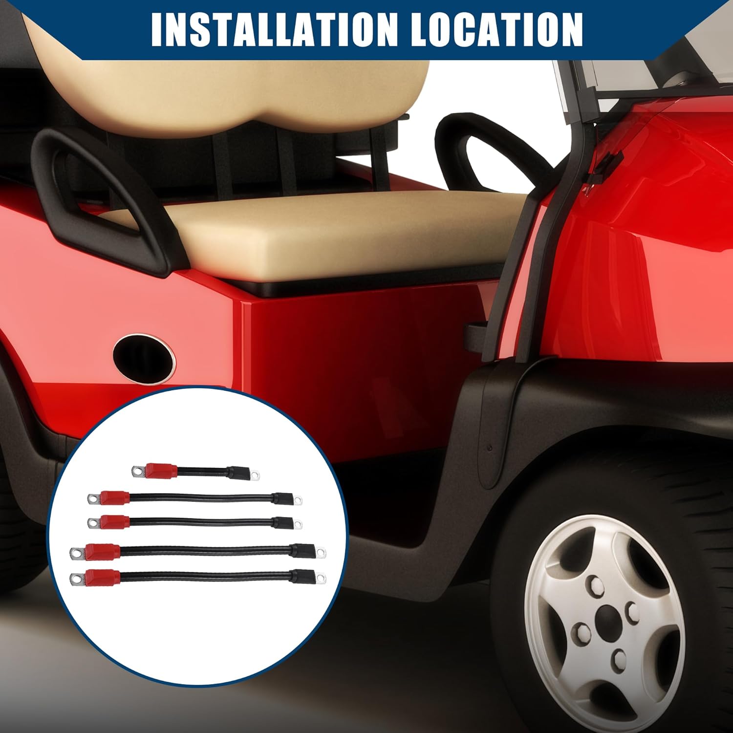 Inner/Golf Cart Battery Cable Replacement for EZGO TXT/Metal / 1 Set/Black