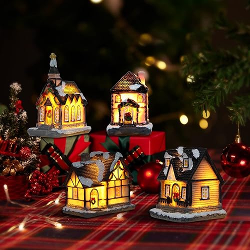 Miniatura 2 de Casa de Pueblo Navideño Coleccionable, Edificio de Decoración Navideña, Estatua de la cabaña del Pueblo navideño, Decoración del Hogar, Exhibición