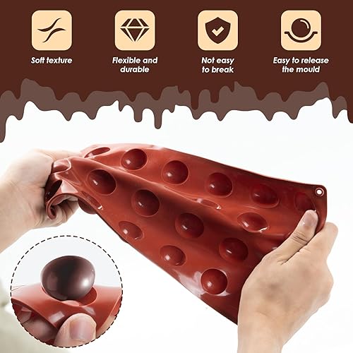 Miniatura 4 de 2 moldes de silicona para chocolate, moldes de silicona de 24 cavidades para hornear bombas de cacao, pudín, gelatina, bolas de mantequilla,
