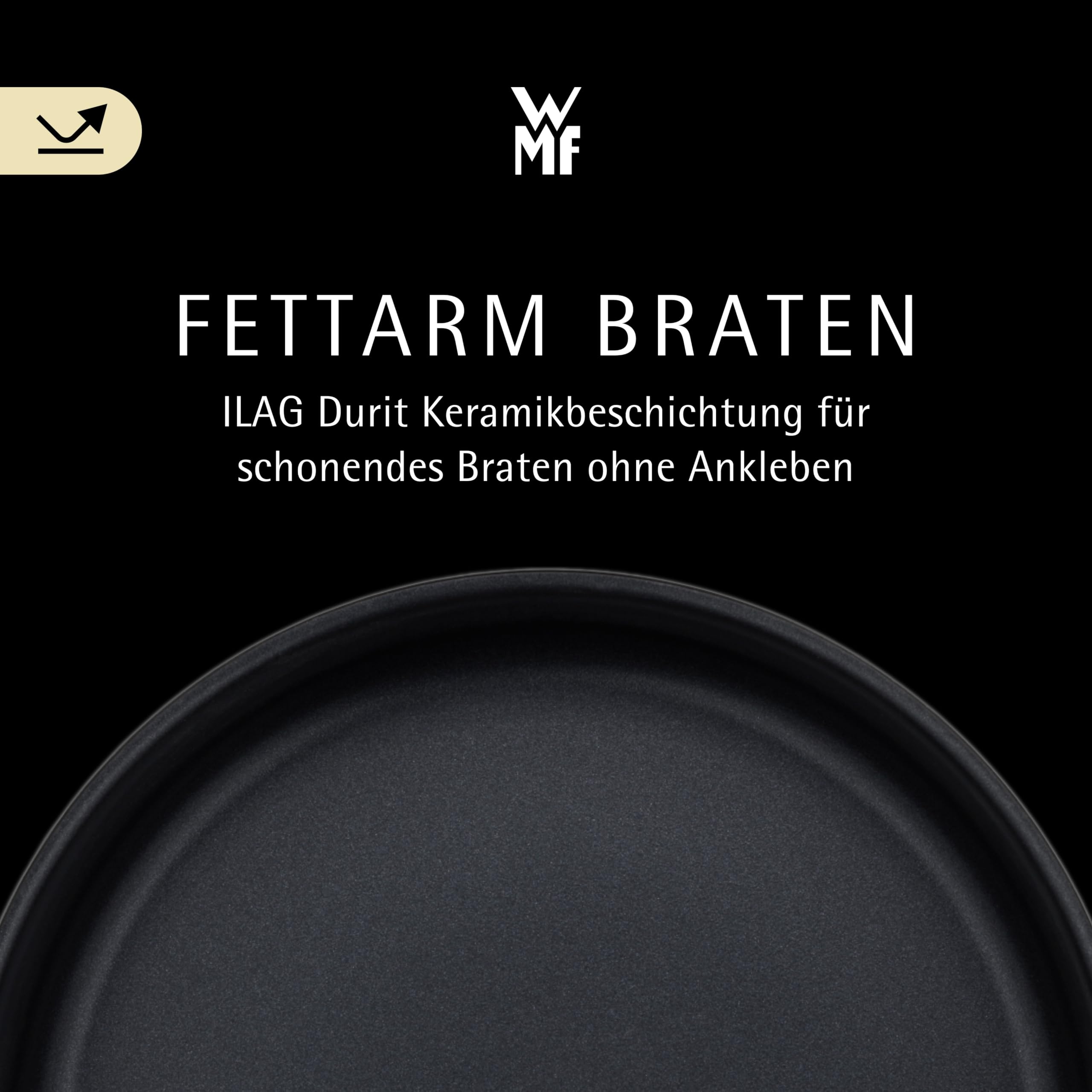 WMF Schmorpfanne 28 cm mit hohem Rand und Deckel – Induktions-Bräter 5,0l aus Cromargan Edelstahl, antihaftbeschichtet und backofengeeignet, robuste Pfanne für Schmoren, Braten und vielseitiges Kochen
