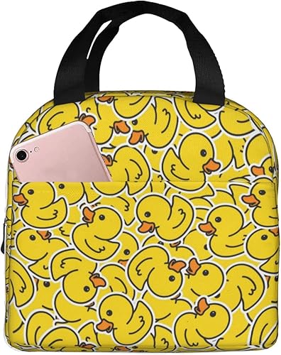 Linda bolsa de almuerzo con aislamiento de patos, color amarillo, para mujeres y hombres, reutilizable, para oficina, trabajo, picnic, senderismo