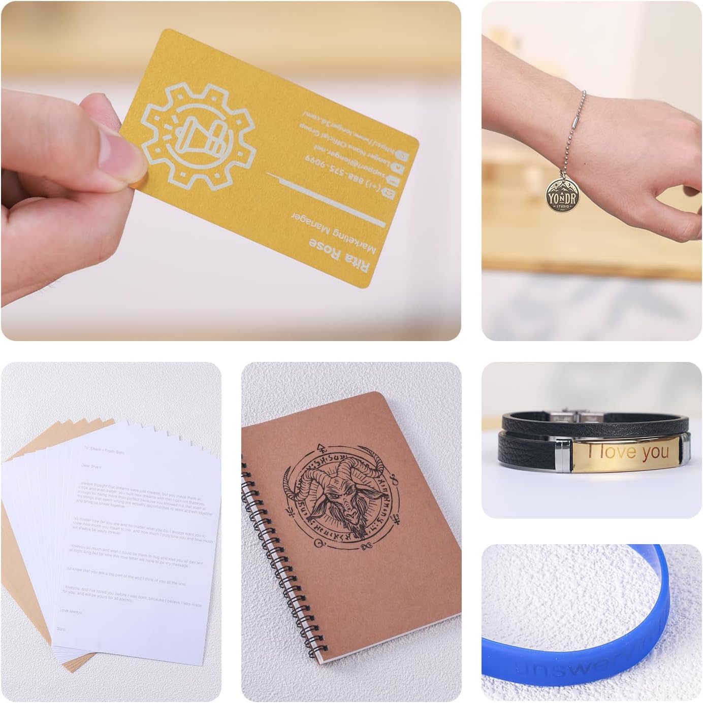 175-teiliges Laser-Gravur Material-Sortiment aus Holz, Metall & Acryl - DIY Starter Kit für Schlüsselanhänger, Hundemarken und Visitenkarten