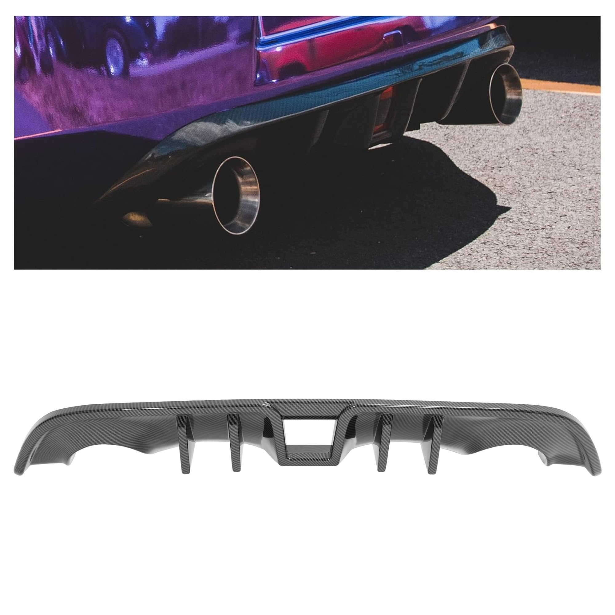 KUAFU Rear Bumper Diffuser Compatible with 2009-2020 Nissan 370Z Z34 2Door Coupe Rear Bumper Chin Valance Spoiler Lip Shark Fin Carbon Fiber Color