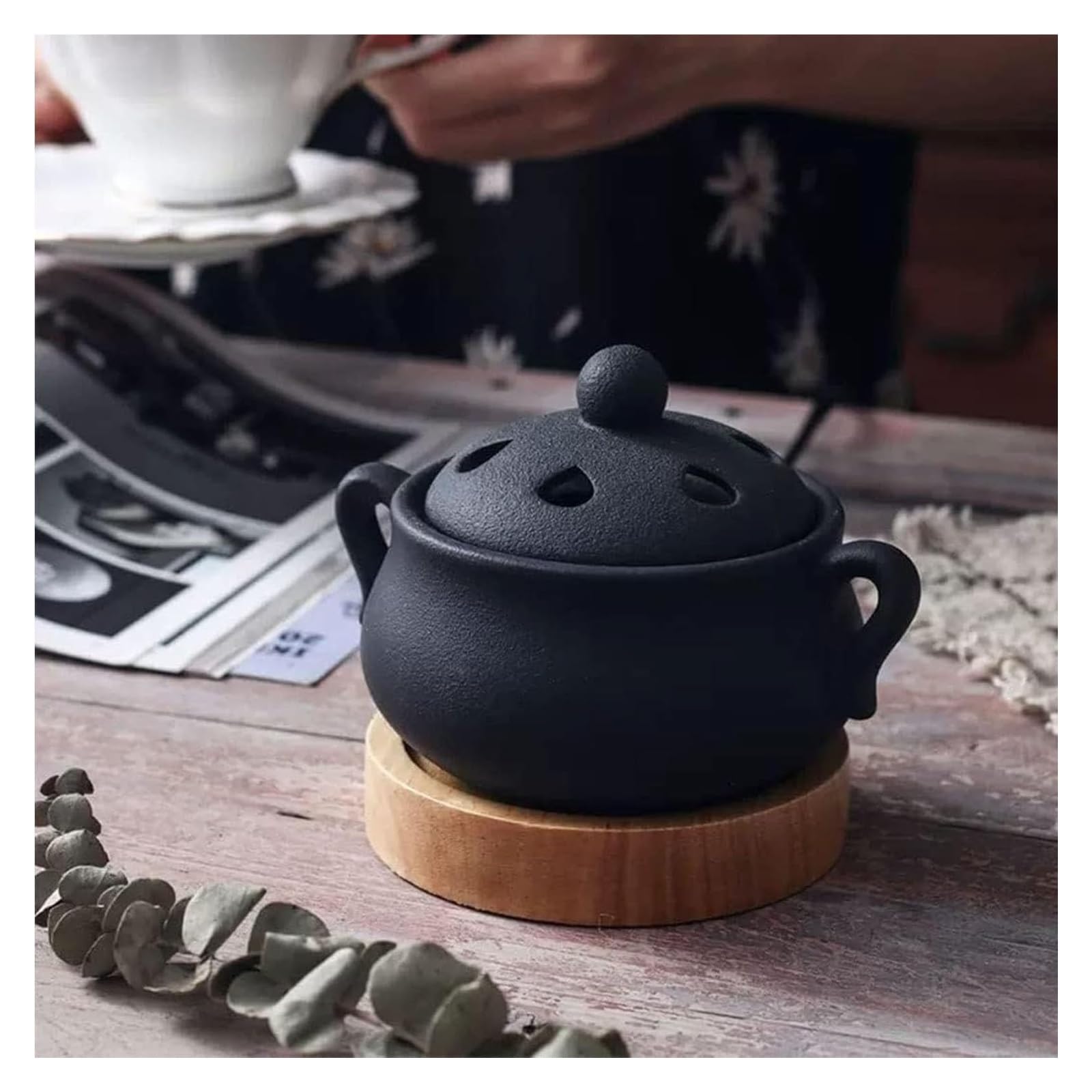 Elektryczny ceramiczny palnik kadzidła z timerem - kuchenka do aromaterapii do domu, biura, jogi i urody (biały)