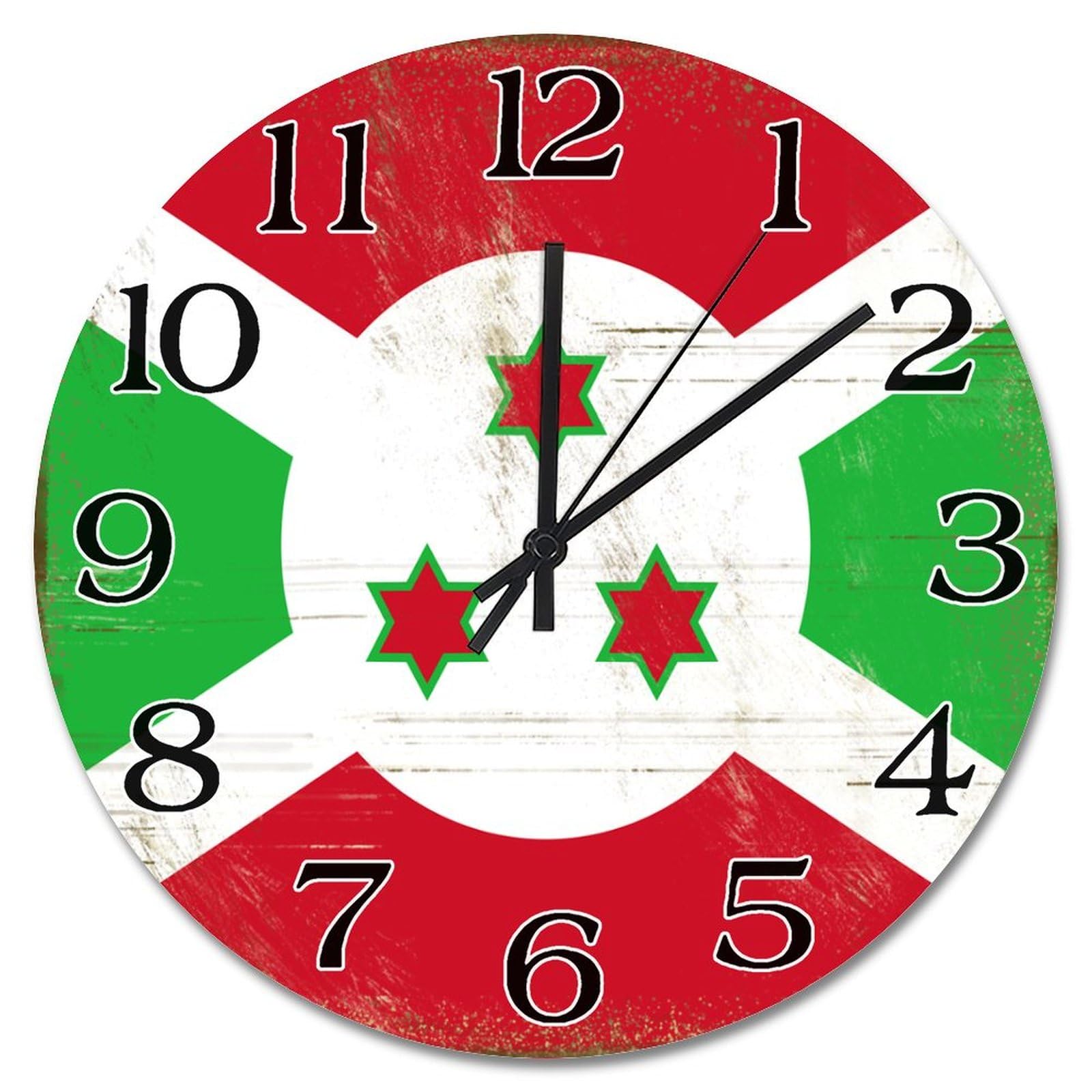 Horloge murale ronde drapeau Burundi décoration bureau et cuisine