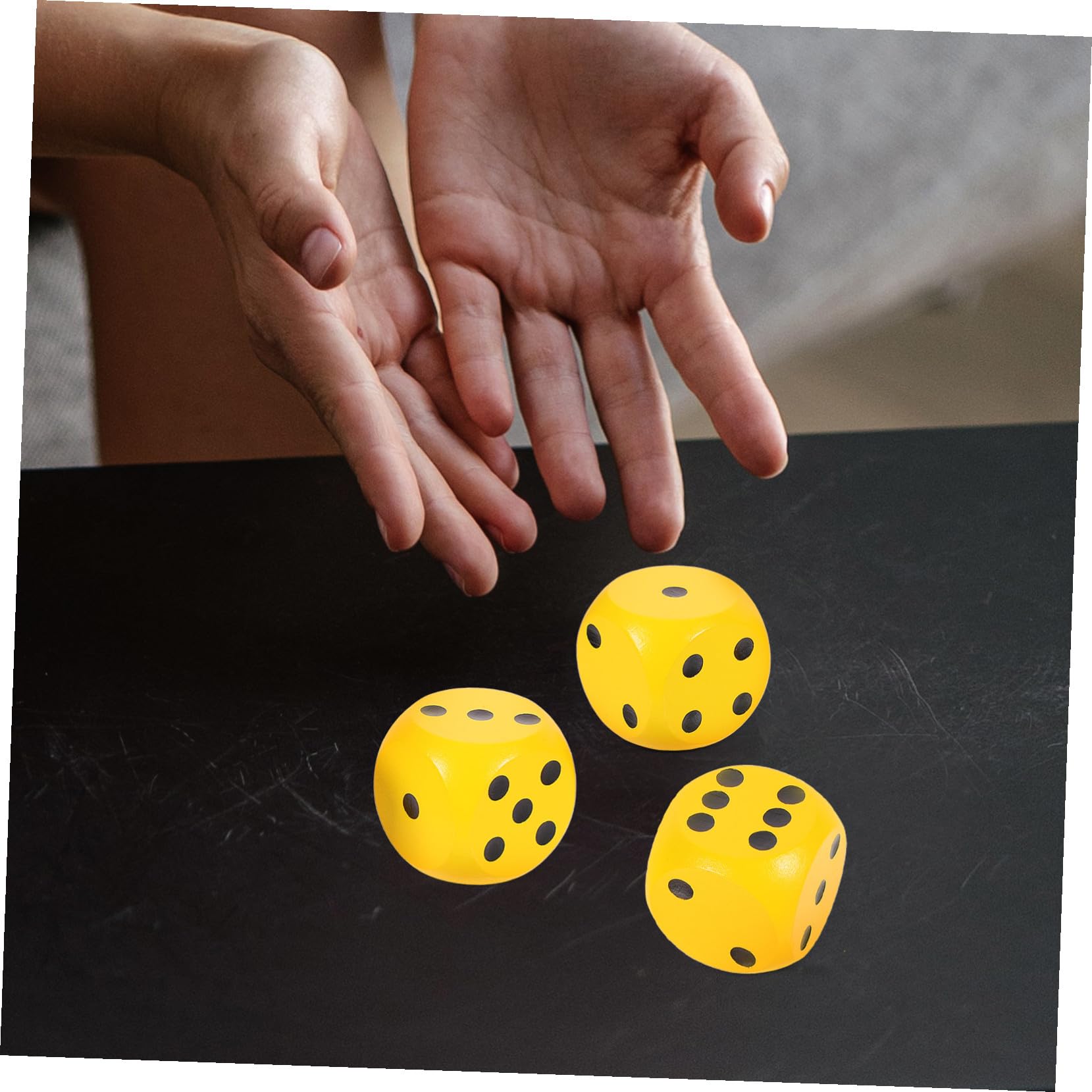 Dés en Bois 4cm, Lot de 3 Pièces, Jaune, pour Jeu de Société