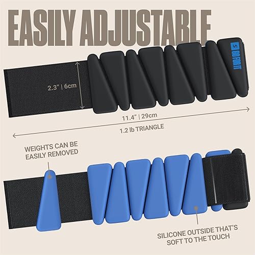 Vista 4 de SPORTBIT Pesas de muñeca para mujer, par de pesas de silicona curada con platino de 1 libra para muñeca y tobillo, ajustables, duraderas, diseño