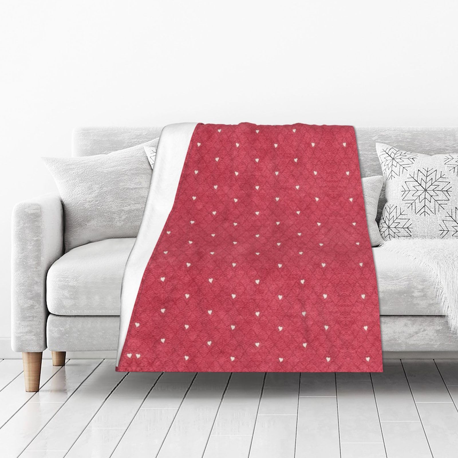 DUYIOKH Watercolor Heart Print Thick Throw Blanket, Blanket for Couch Bed Warm Travel Blanket for Camping Movie Night