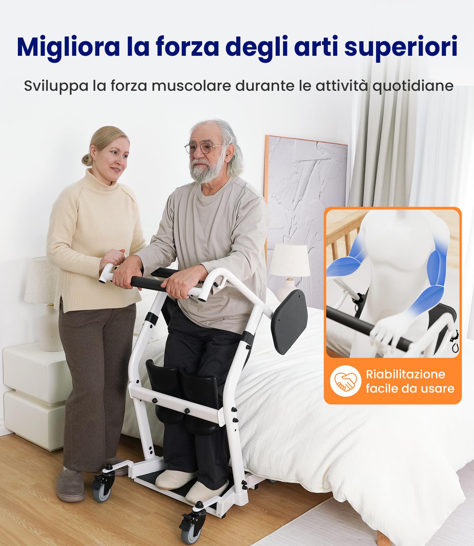 VOCIC AY03 Sollevatore pazienti, trasferimento seduto-in piedi 180 kg | Anziani assistenza casa, aiuto trasferimento letto carrozzina WC, sollevatore mobile per cura quotidiana 180KG