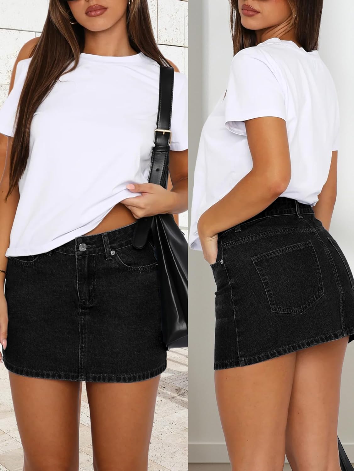 Womens Denim Skirt Casual Mini Jean Skirt Stretch Low Waist Jean Skirt for Women Zip Fly Denim Mini Skirts - Image 5