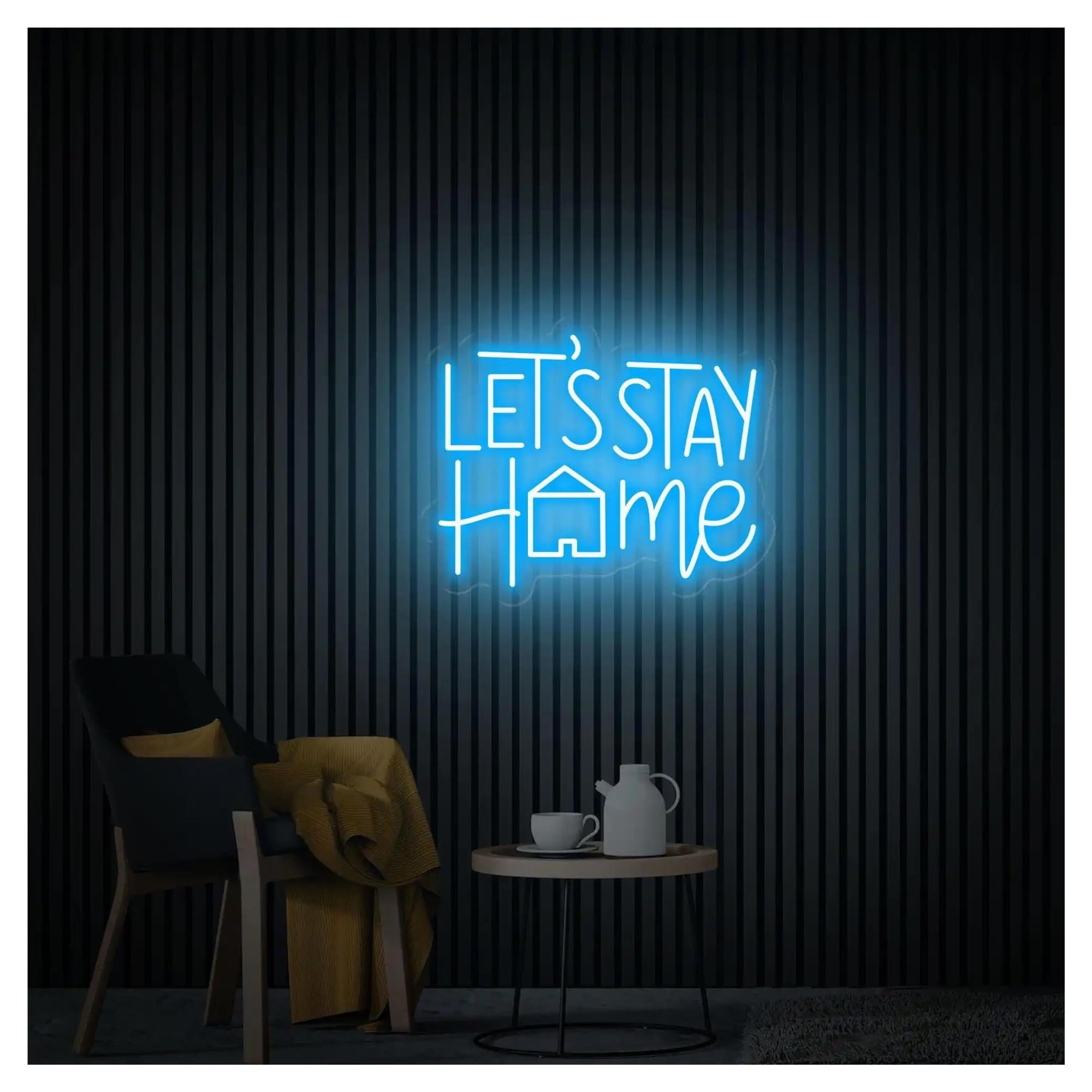 Shouxi A Sign Lamp Let's Stay Home Neon Sign For Bedroom Game Room Living Room Rt Esthetic Wall Hanging 25.5Cmx38.1cm(A)