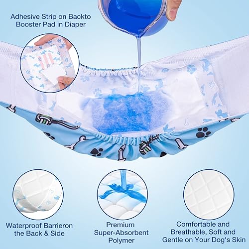 Miniatura 9 de Forros de pañales para perros, almohadillas elevadoras para perros hembras y machos, 45 unidades, súper absorbentes, desechables, almohadillas de