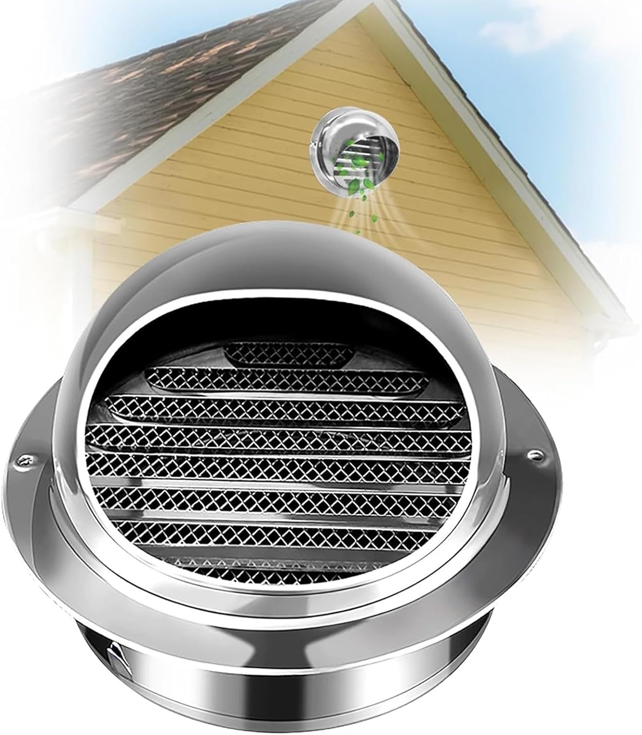 Wall Vent Cover with Screen Mesh, Stainless Steel 304 Exhaust Vent, Round Air Vent Covers Soffit Vent 3in/4n/5in/6in/7in/8in/10in/12in for Kitchen Garage Attic House(250mm/9.84in)