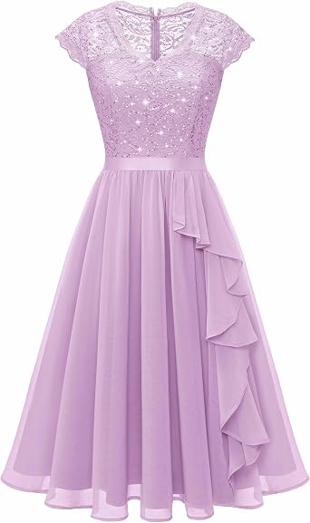 Wedtrend Womens Sequin Dress Short Cocktail Dresses Ruffle Wedding Guest Dress Sparkly Formal Dresses