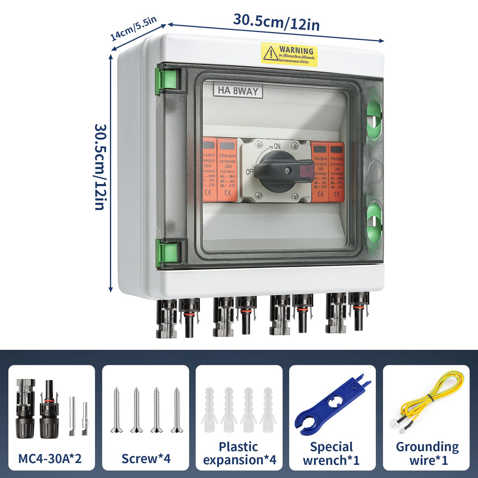 Überspannungsschutz PV DC 1000V 32A - Solar Anschlusskasten, Trennschalter Blitzschutz, 2 String (2 In 2 Out) Mit IP65 Solar PV Anschlusskasten Für PV Anlage Komplettset