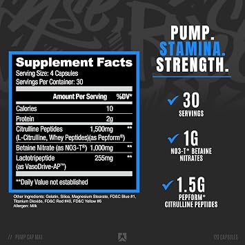 RYSE Project Blackout Pump Cap Max - Pre Workout Nitric Oxide Booster Supplement for Men with Betaine Nitrates & Citrulline Peptides for Maximum Muscle Pumps and Blood Flow - 30 Servings (120 Count)