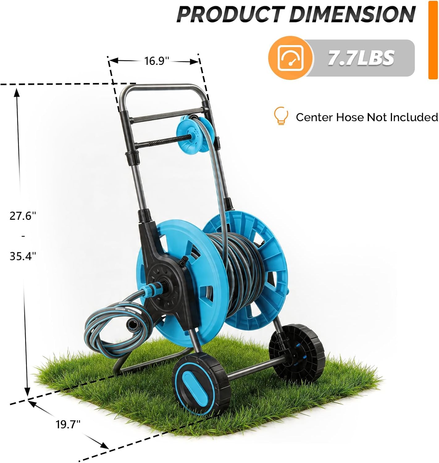 VINGLI Garden Hose Reel Cart with Wheels, 150FT/100FT Hose Capacity, Never-Flat Tires, Effortless Roll-Up & Tangle-Free, Ideal for Lawn/Yard/Patio Watering, Car Wash & Cleaning