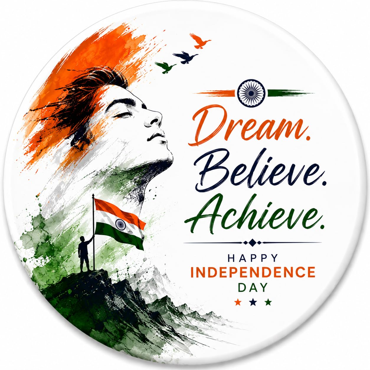 Independence Day Metal Pin Badge | 15 August Tricolour Button Badge with Safety Pin | Patriotic Badge for School, College, Office, Republic Day, Flag Hoisting & National Events-image-41