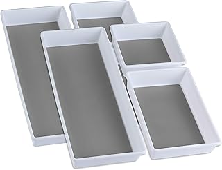 Drawer Organizers 3-Size | Kitchen Drawer Organizer, Desk Drawer Organizer, Junk Drawer Organizer | Organization and Storage Tray [6 Pcs]