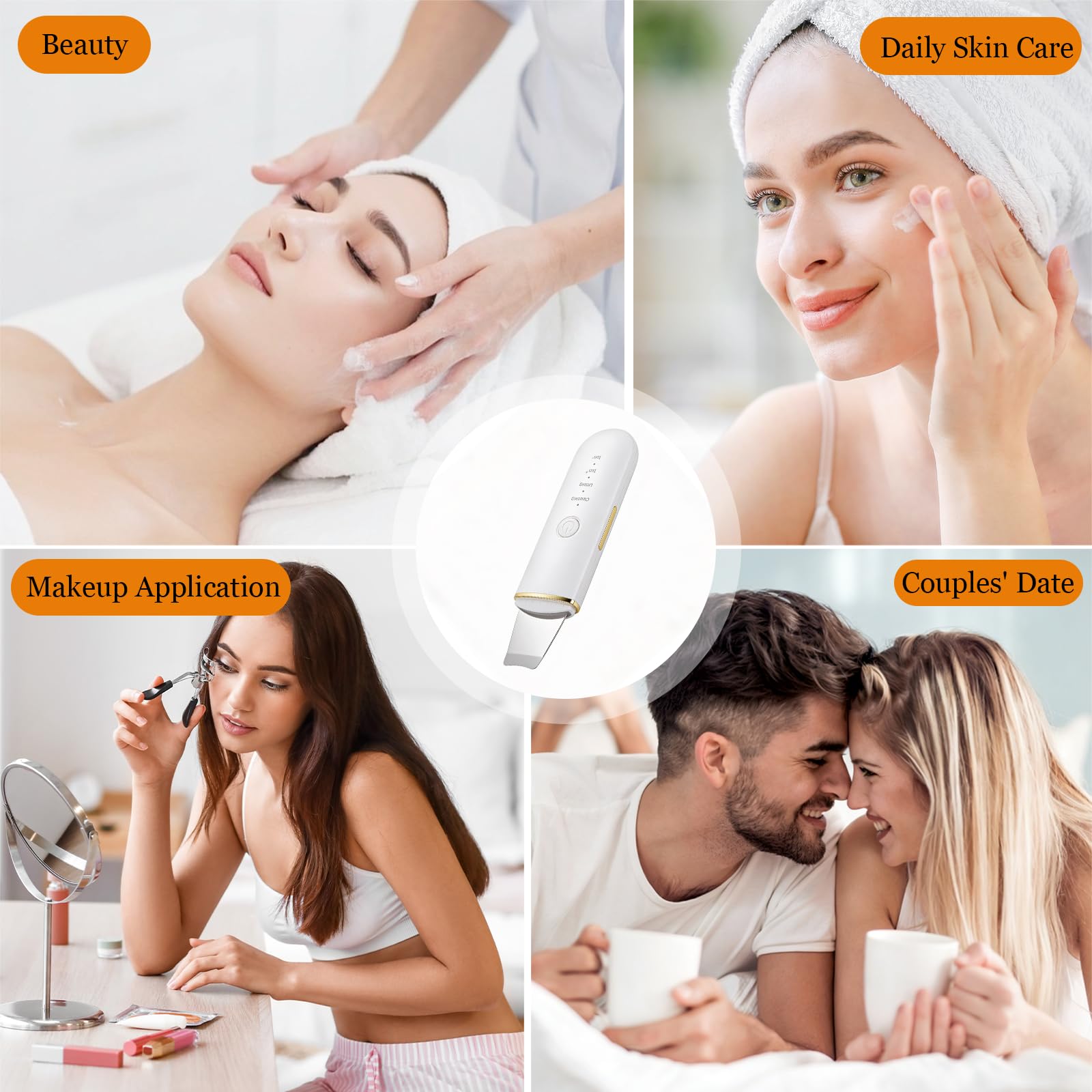 Pulizia Viso Ultrasuoni, Skin Scrubber con 4 Modalità Regolabili, Schermo LED USB Ricaricabile Pulizia Profonda Rimozione Comedoni Esfoliazione Delicata