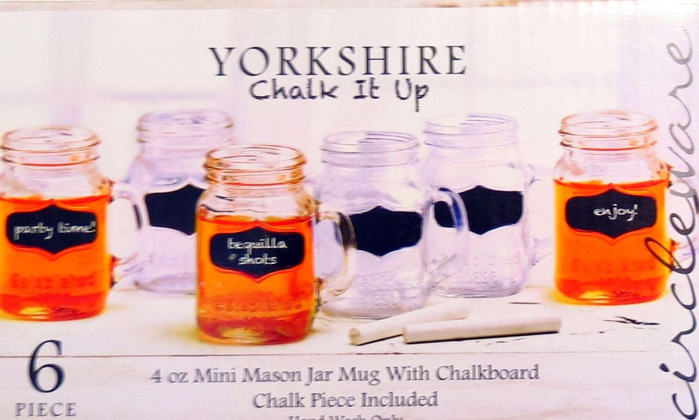 Yorkshire Chalk It Up 4oz Mini Mason Jar Mug With Chalkboard 6 Piece Set Home