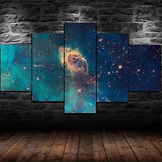 IIIUHU Stampe su Tela, 5 Pannelli da Parete Stelle Nebulosa Galaxy Universo Murale Quadri Moderni,Stampa Artistica Tela Divisa in 5 Parti per la casa Moderna, Decorazione per Soggiorno,150x80cm