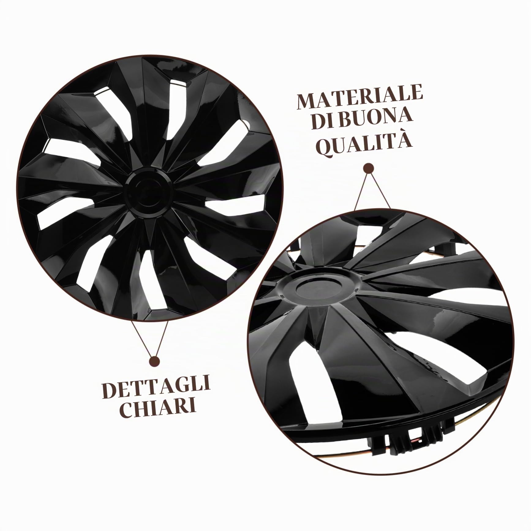 Didiseaon Copricerchi Nero Opaco per Ruote Auto da 15 Pollici in Pp, Coprimozzo Elegante e Resistente, Facile da Installare per Esterni Auto Stile Casuale