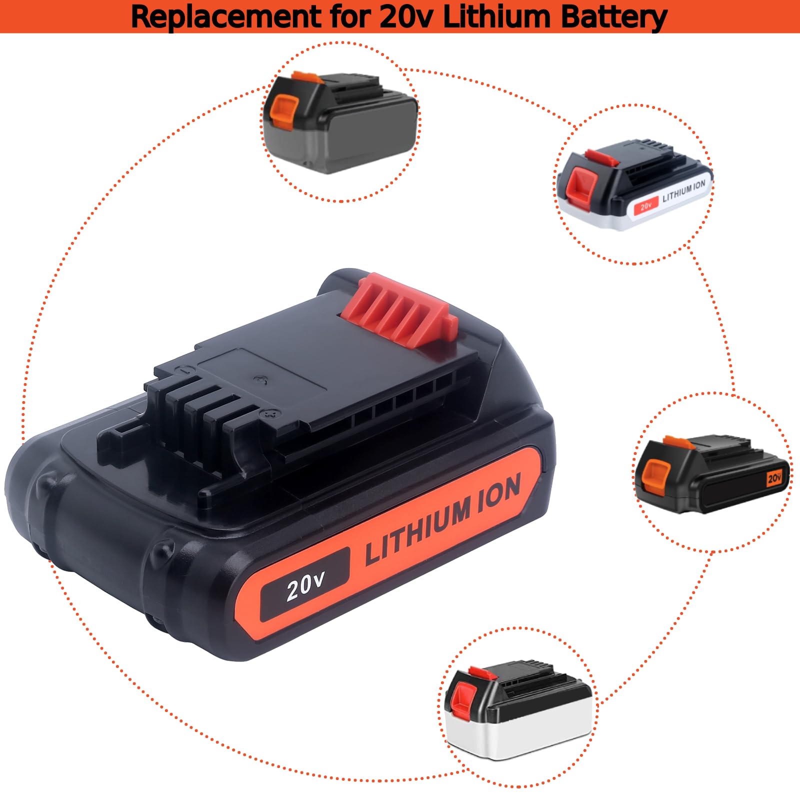 Tulepowceeng Paquete de 2 baterías de repuesto de litio de 20 V y 4.0 Ah compatibles con herramientas eléctricas inalámbricas Black and Decker de 20 V, repuesto para batería de 20 V LBXR20 LBX20
