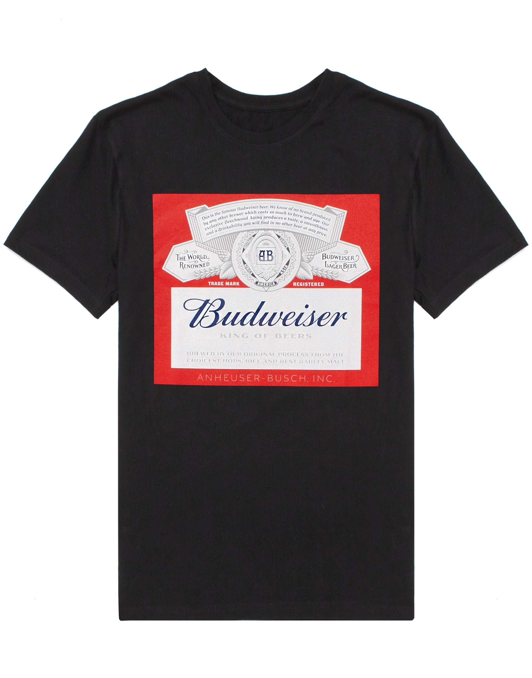 Budweiser Men's T-Shirt Vintage Beer Logo Short Sleeve Black Top