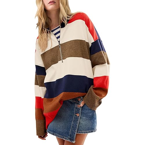 Yousify Oversized Womens Sweaters Fall 2025 Half Zipper Turtleneck Sweater Long Sleeve Tops S-2XL