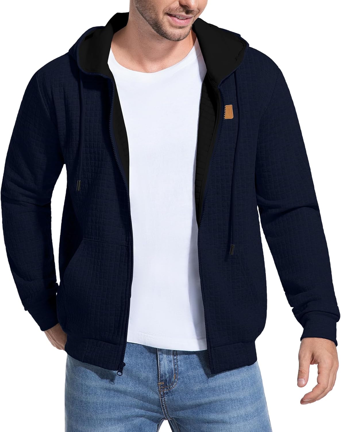 Aiyino Men's Zip Up Hoodie Lightweight Hooded Sweatshirt Jackets With Kanga Pocket - Image 4