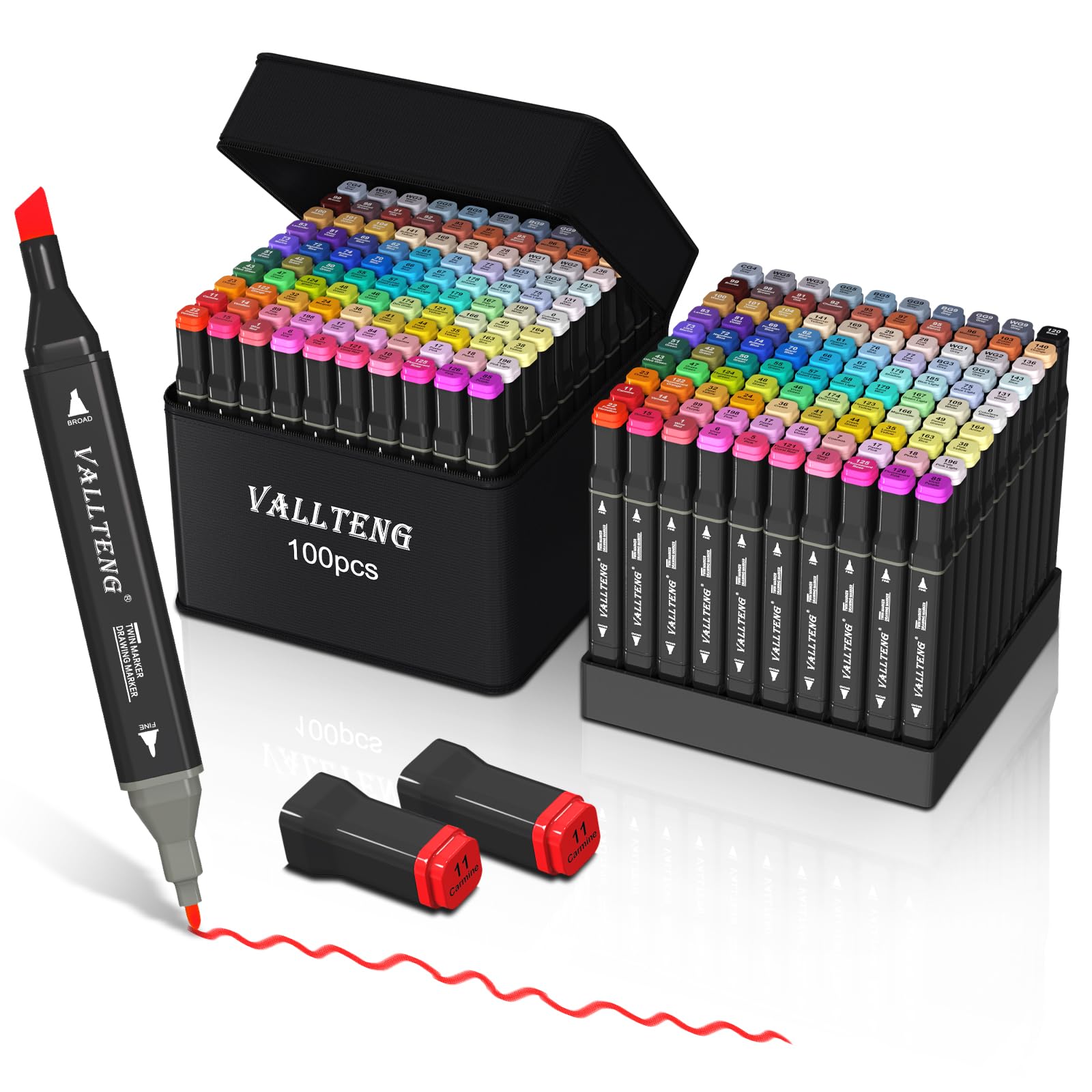 Belleza Suprema 100 kleuren kunststiften Op alcohol gebaseerde markers, dubbele tips Op alcohol gebaseerde markers, professionele kunststiften, schetsstiften voor schilderen, kleuren en tekenen
