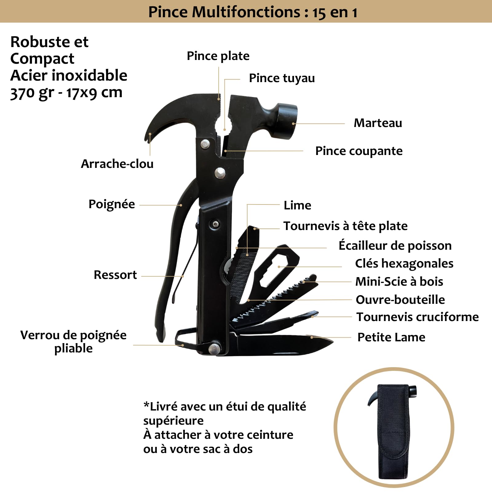 Kit de Survie Complet BIRKOSCH – 16 Outils + 82 Pièces Premiers Secours