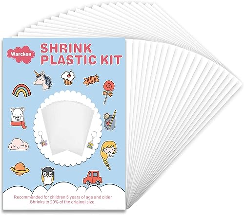 Warckon 55 hojas de plástico retráctiles, hojas de película retráctil de papel de arte retráctil, esmerilado Ruff n' Ready para niños, manualidades