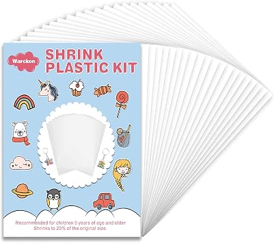 Warckon 30 Pieces Shrink Plastic Sheets, Shrink Art Paper Shrink Film Sheets Frosted for Kids Creative Craft, Create Your Own Earrings, Necklace, KeychainsA5 Size
