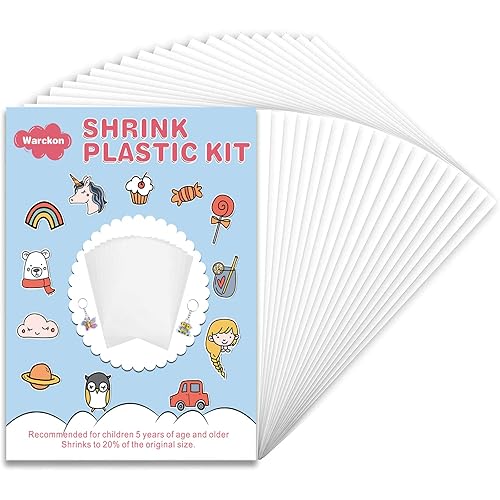 Warckon 24 Pieces Shrink Plastic Sheets, Shrink Art Paper Shrink Film Sheets Frosted Ruff n' Ready for Kids Creative Craft, Create Your Own Earrings, Necklace, Keychains (7.9 X 5.7 inch) - 24