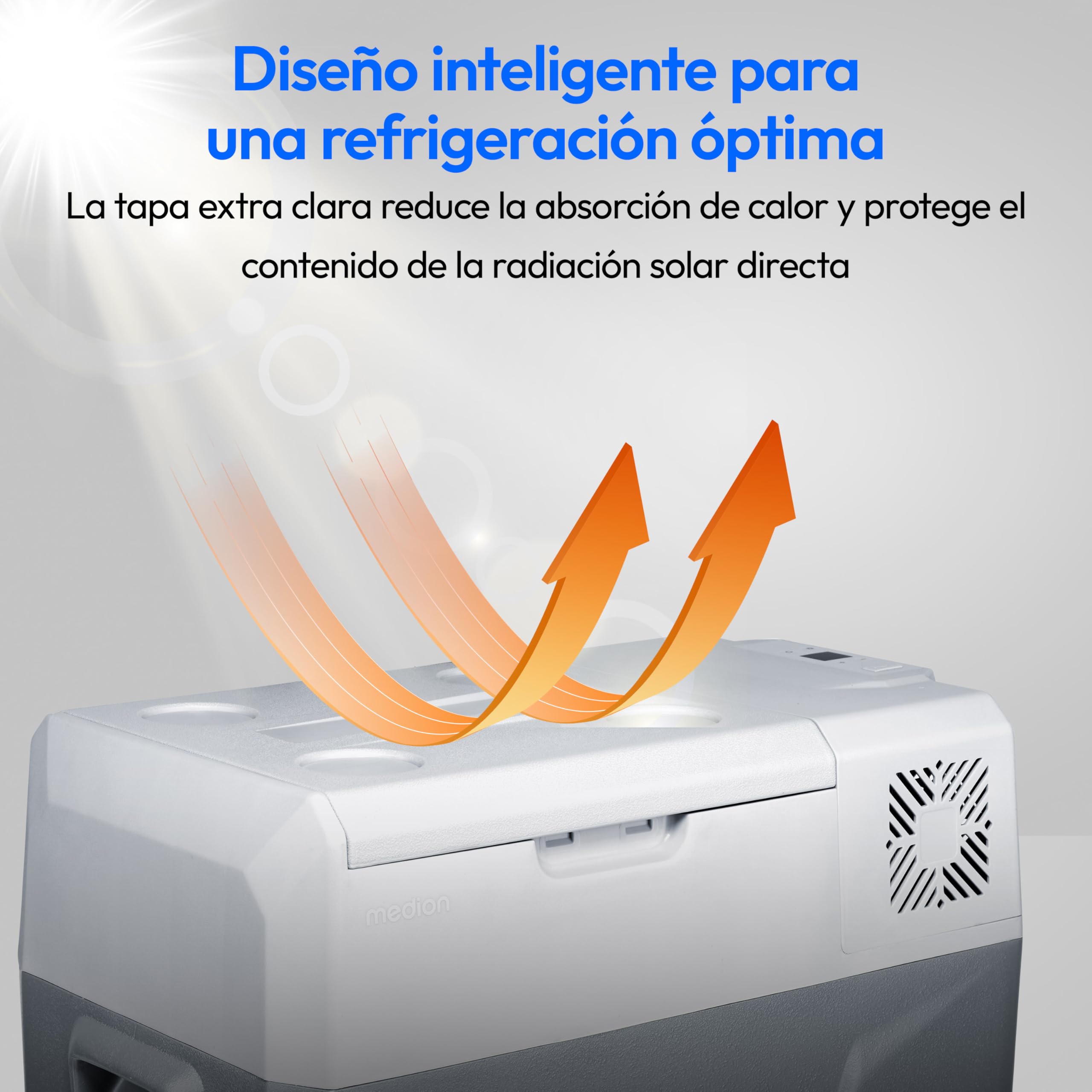 MEDION Nevera portátil con compresor (eléctrica, 39 litros de capacidad, 60 vatios, de -20 °C a 20 °C, pantalla LED, USB, adaptador de 230 V, 12 V y 24 V para coche, camión