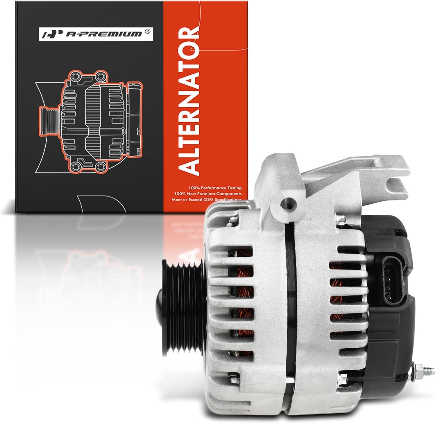 A-Premium Alternator Compatible with Pontiac Aztek 2003-2004 & Buick Park Avenue 1999-2004, Rendezvous 2003-2004, 3.4L 3.8L, 125Amp 12V Clockwise 6-Groove Pulley, Replace# 10464406, 10480368, 112851
