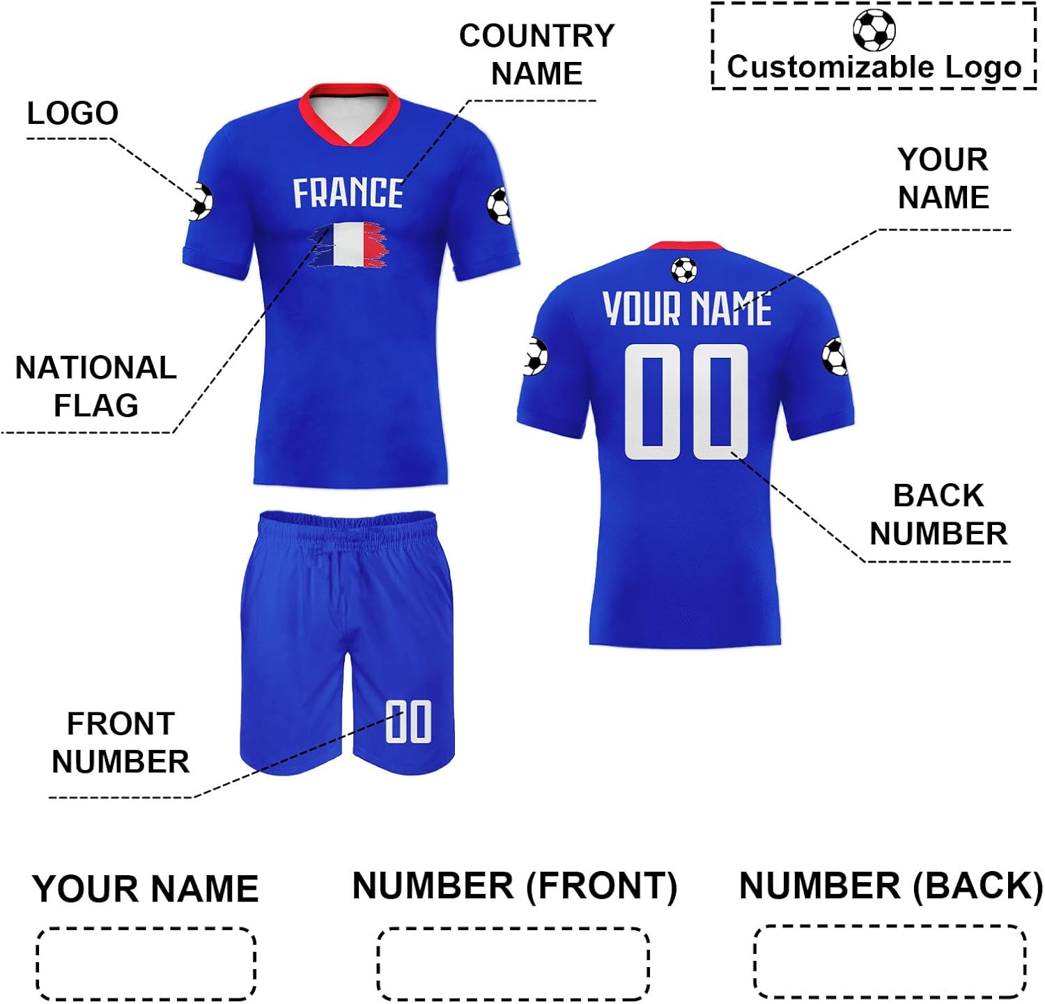 Custom 24/25 National Soccer Team Jersey Set Personalized Name Number Uniform Shirts Shorts for Men Women Youth Fans Gift