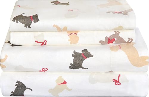 Miniatura 1 de Pointehaven - Juego de sábanas de franela de 6ozm2, tamaño individual, diseño invernal con perros