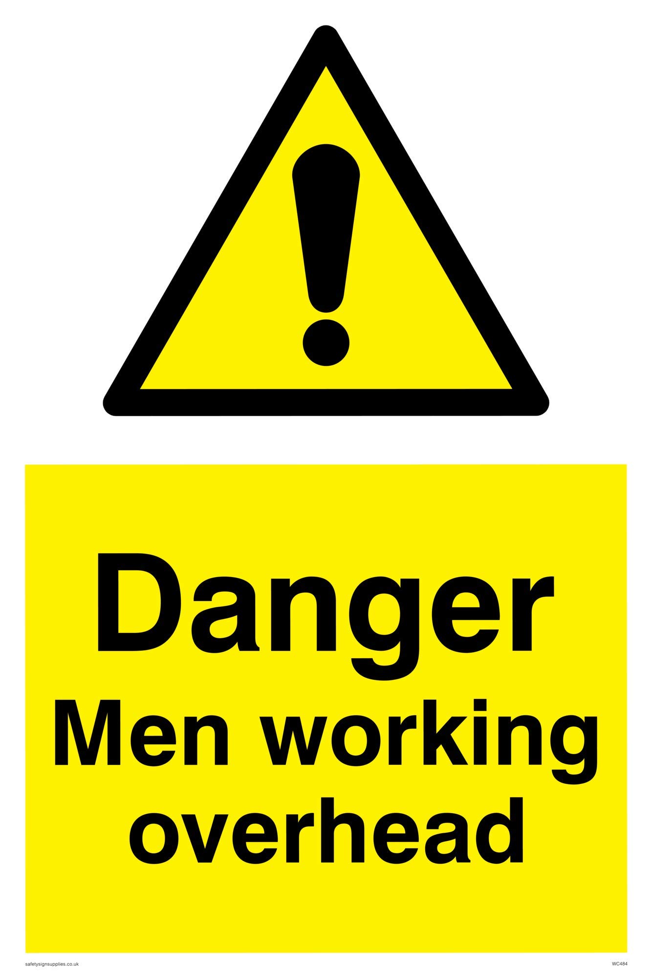 Viking Signs WC484-A2P-V "Danger Men Working Overhead" Sign, Vinyl, 600 mm H x 400 mm W