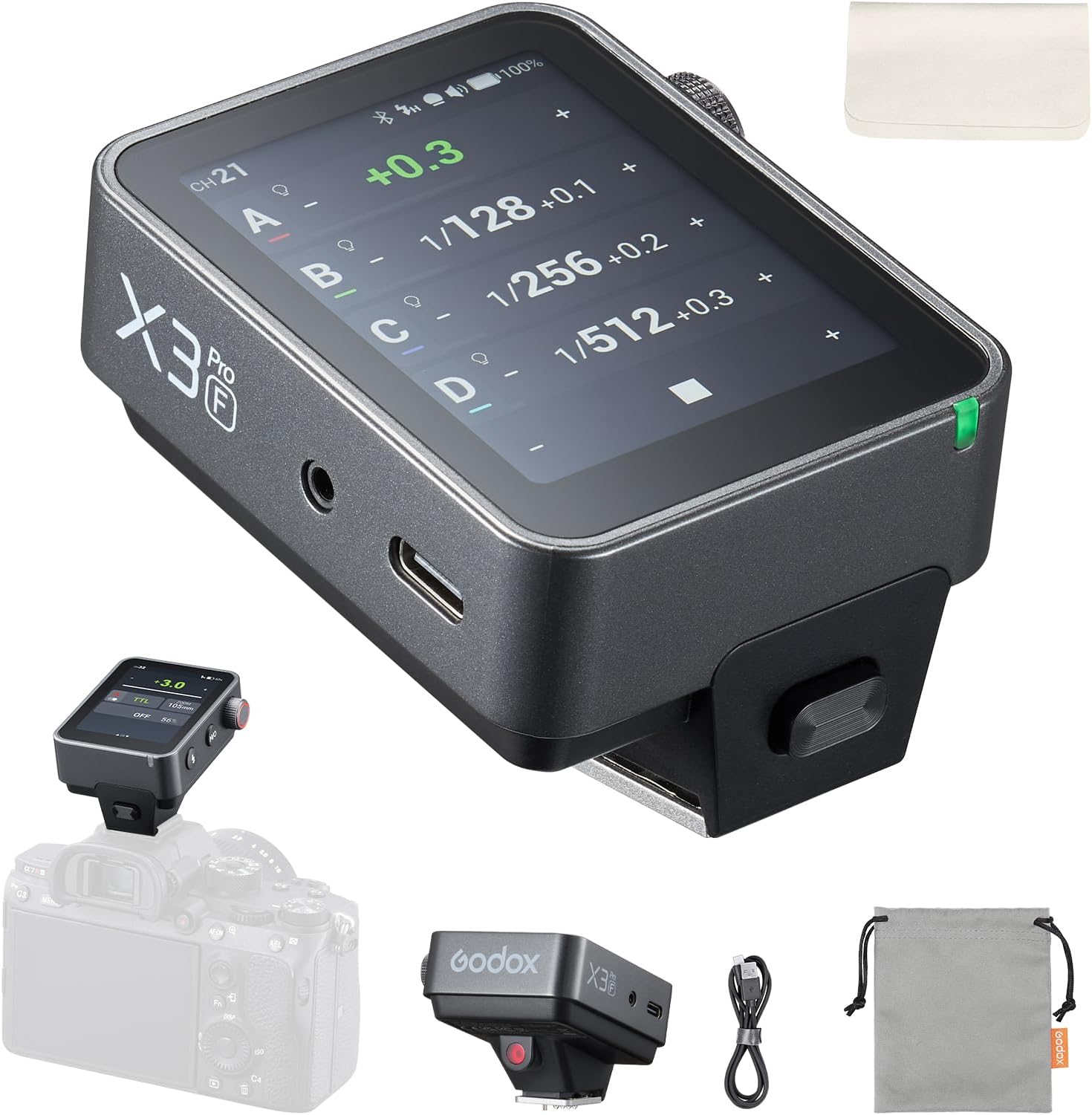 Trigger Flash Godox X3 Pro Per Canon - Wireless TTL, Touchscreen, Bluetooth APP, Ricarica USB-C Trigger Flash Godox X3 Pro Per Canon - Wireless TTL, Touchscreen, Bluetooth APP, Ricarica USB-C