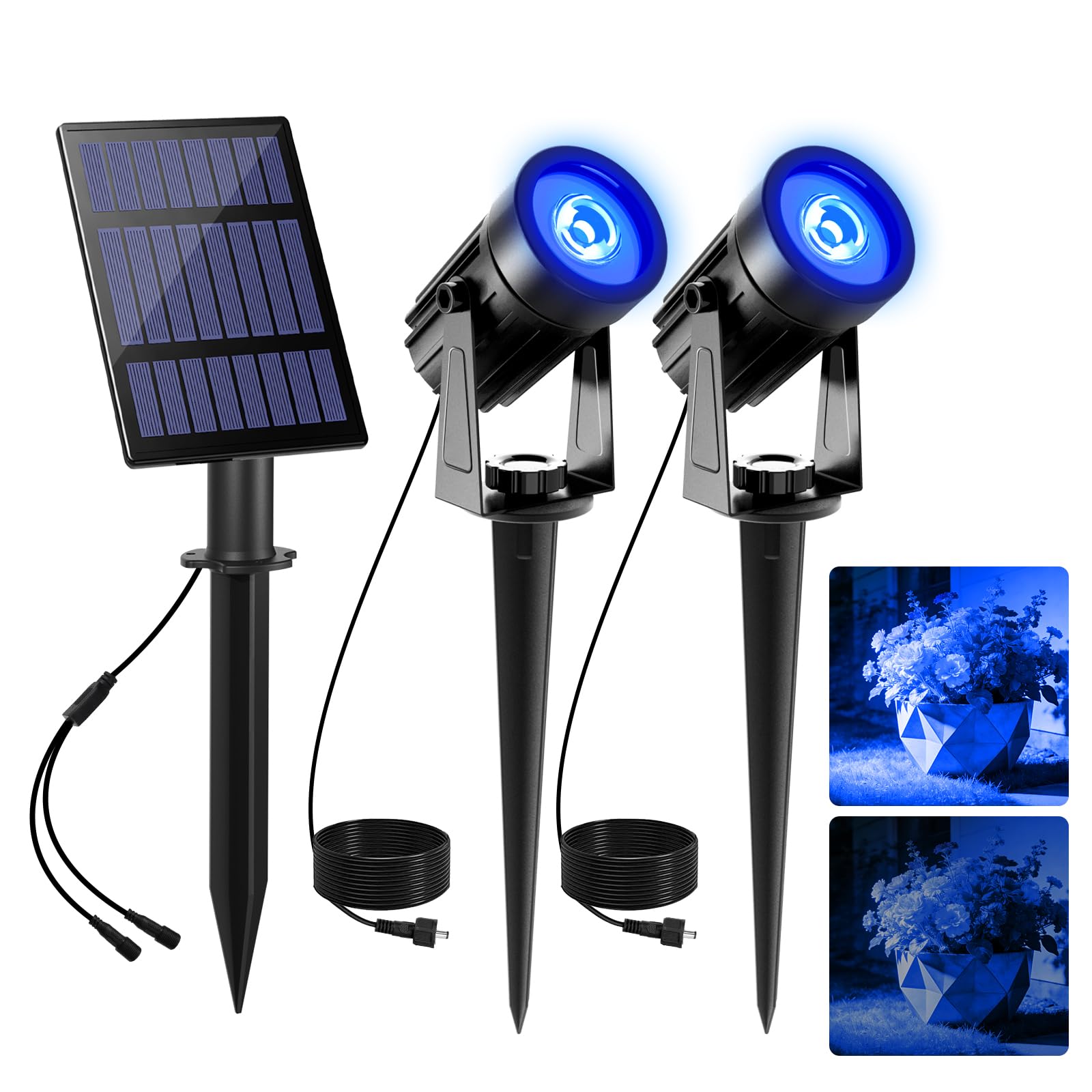 CORESLUX LED Solar Spot Lights Outdoor Garden Landscape Lamps, Outdoor Security Lights Garden Uplighters Waterproof IP65 Solar SpotLights Outdoor for Garden Yard Lawn Path (Blue)
