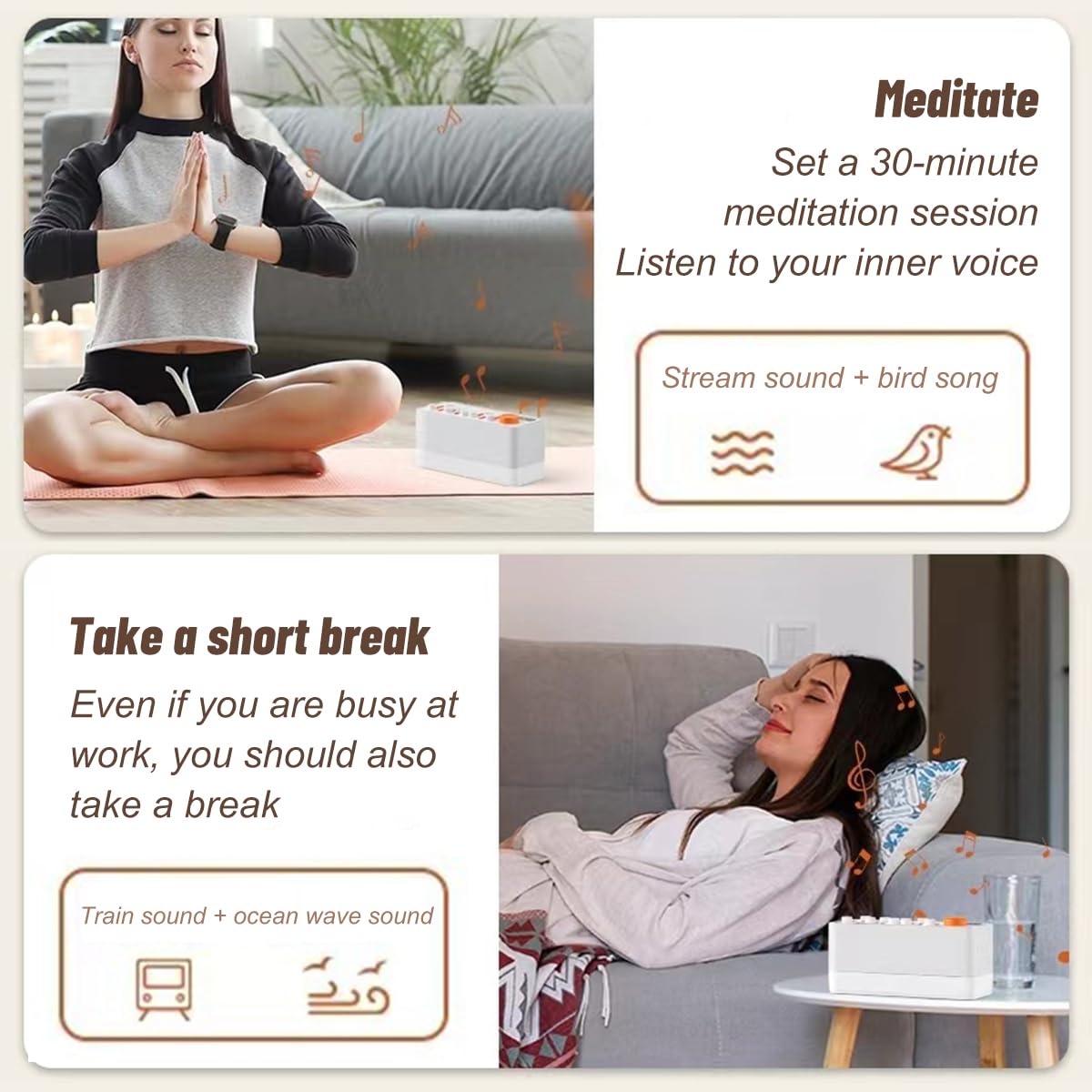White Noise Machine, Smart Sleep Aid Speaker with 8 Nature Sounds, Portable Bluetooth Speaker 7 Colors Night Lights, Wireless Bluetooth Speaker with Timer Auto Shutoff