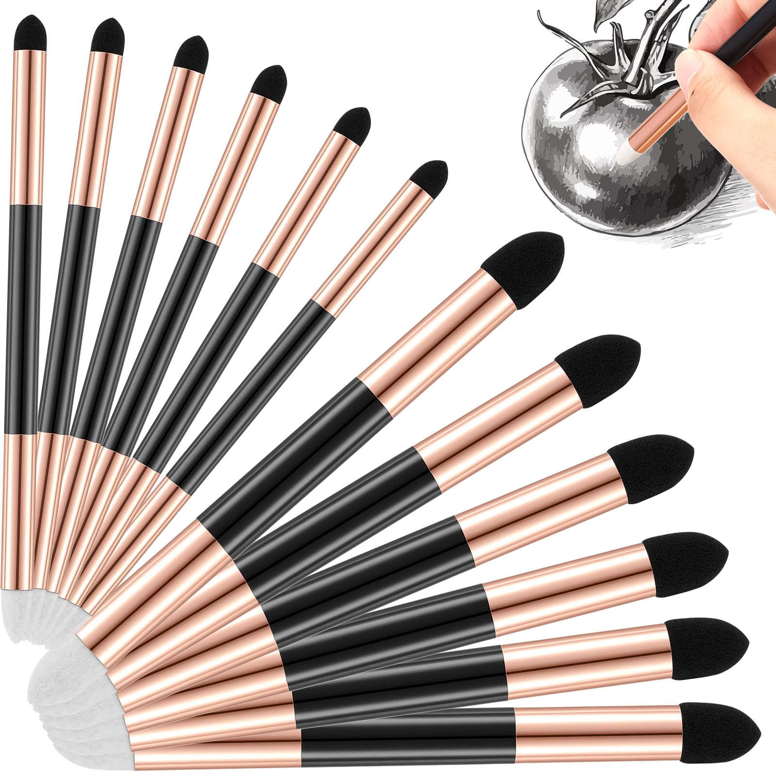 Kosiz 6 Pcs Blending Stump Blending Stumps for Drawing Double Headed Washable Rubbing Sponge Brush Sketch Wipe Reusable Art Blenders for School Student Artist Highlight Shadow Detail Correcting Tool