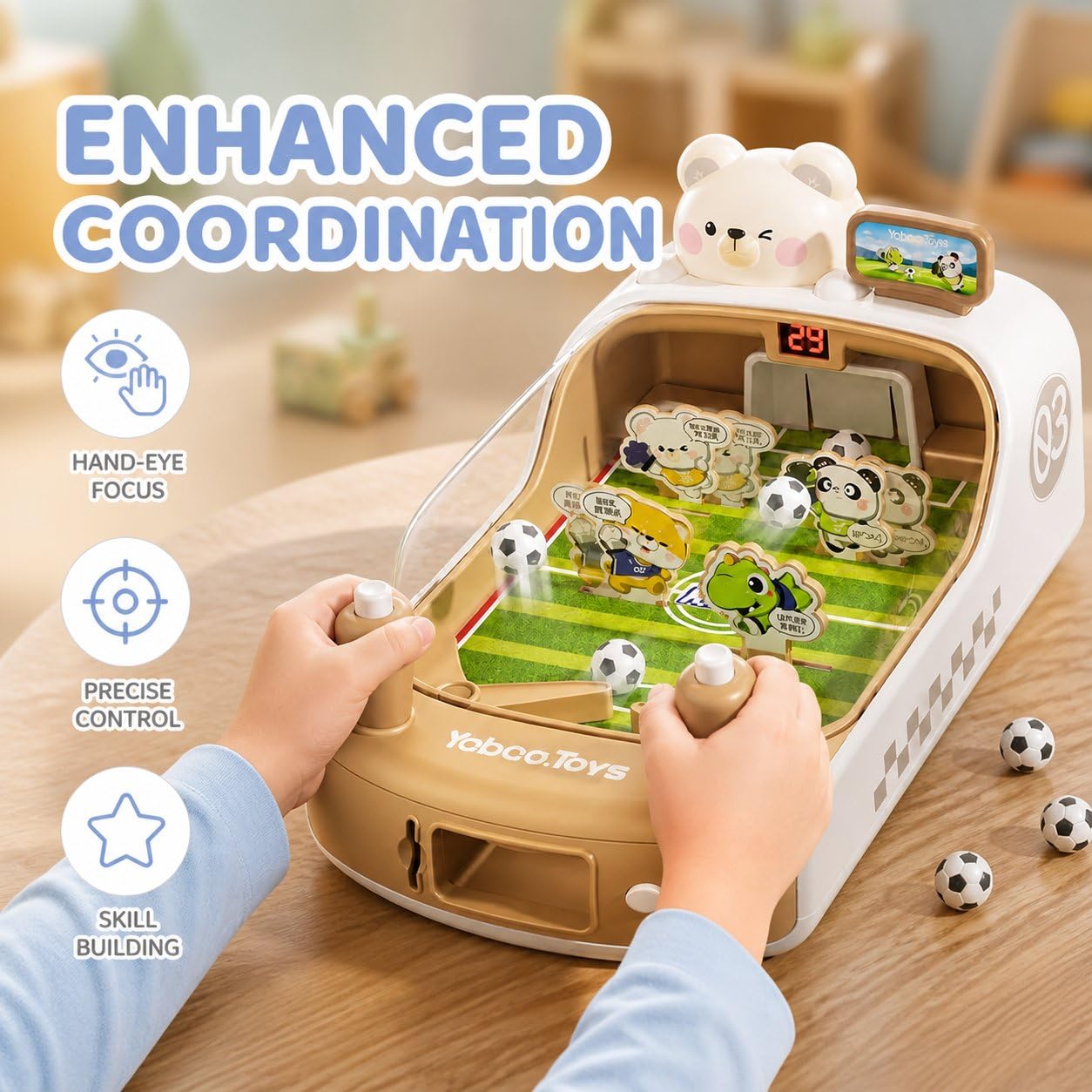 Futbolín Mesa Interactivo Niños - Mini Futbolín Interactivo con Marcador Electrónico - para Regalo